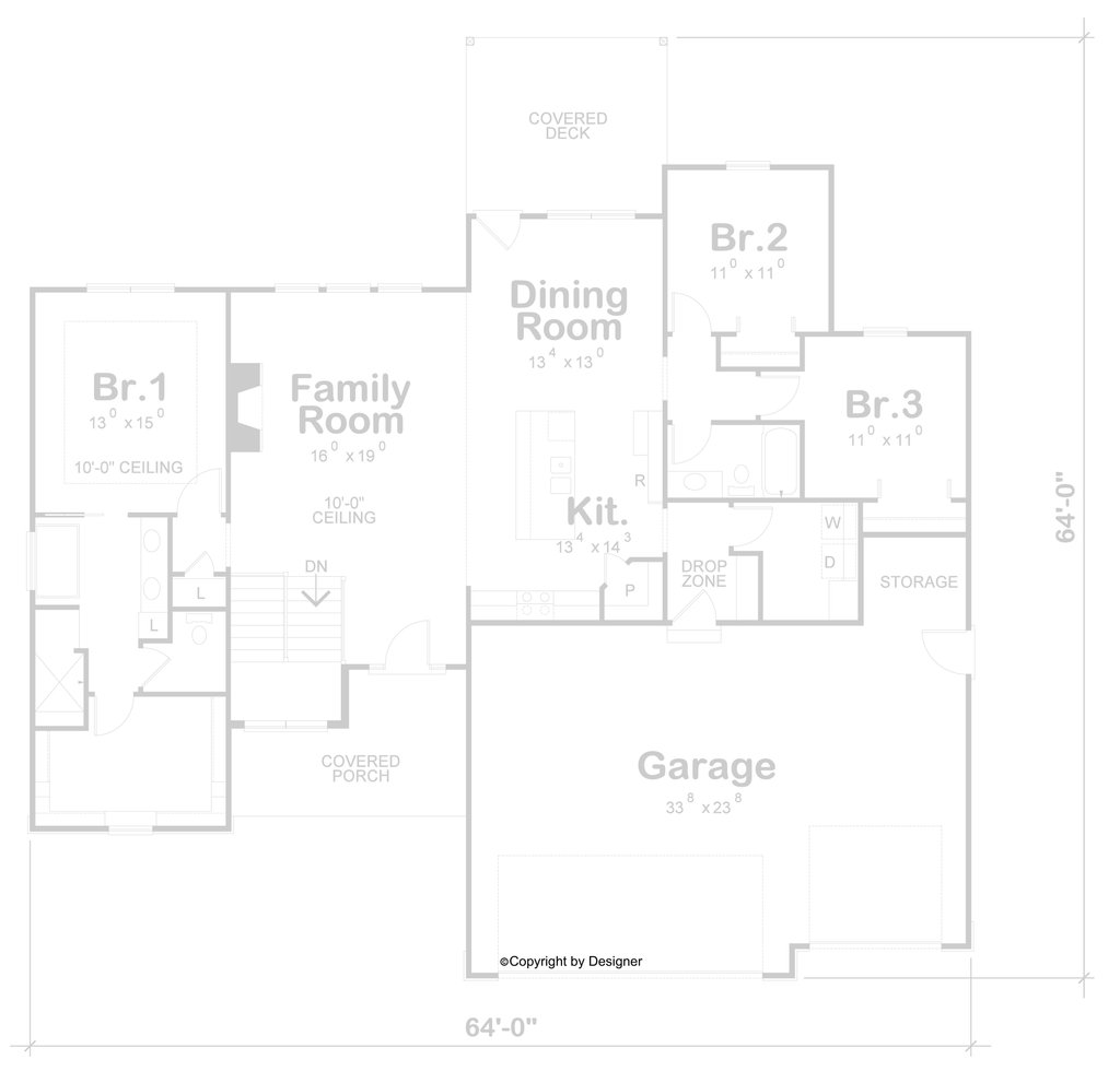 Farmhouse Style House Plan - 3 Beds 2 Baths 1836 Sq/Ft Plan #20-2541