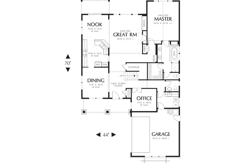 Home Plan - Main level floor plan - 2500 square foot Craftsman home