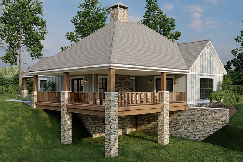 Home Plan - Exterior - Rear Elevation 1 for Craftsman House Plan #923-305 - 2 bed, 2 bath