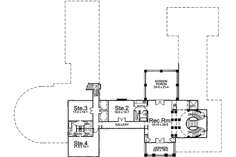 Home Plan - Floor Plan - Upper Floor for European House Plan #119-187 - 4 bed, 4.5 bath