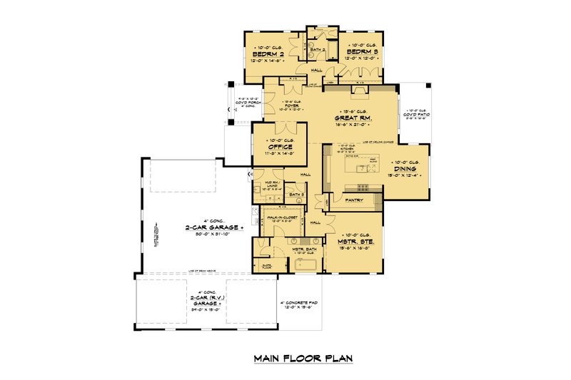 Architectural House Design - Floor Plan - Main Floor for Traditional House Plan #1066-107 - 3 bed, 3 bath