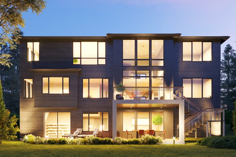 House Plan Design - Exterior - Rear Elevation for Contemporary House Plan #1066-139 - 7 bed, 4.5 bath