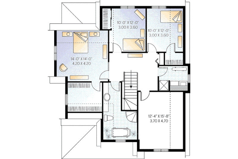Dream House Plan - Floor Plan - Upper Floor for European House Plan #23-334 - 3 bed, 1.5 bath