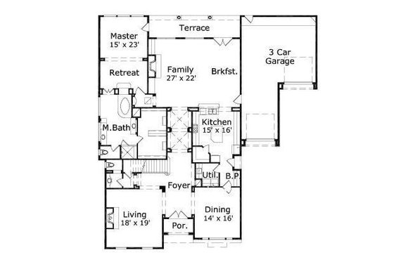 Floor Plan - Main Floor for European House Plan #411-617 - 5 bed, 4.5 bath