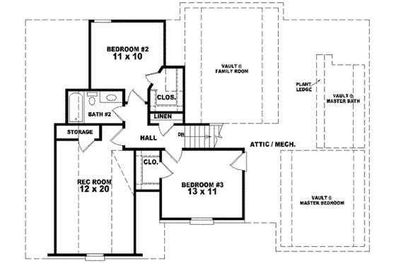 Floor Plan - Upper Floor for European House Plan #81-713 - 3 bed, 2.5 bath