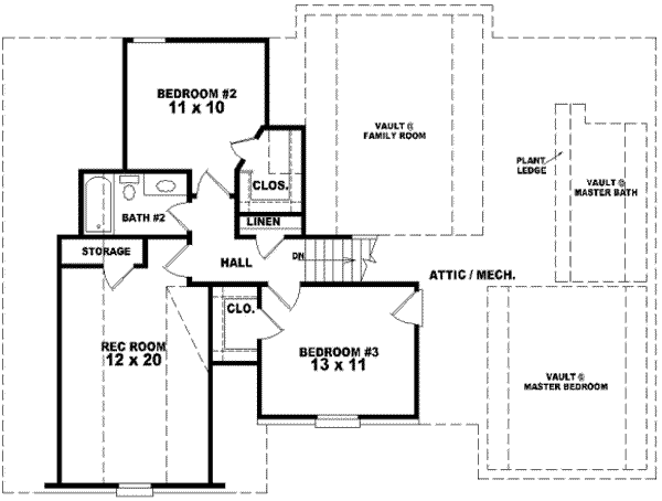 Floor Plan - Upper Floor for European House Plan #81-713 - 3 bed, 2.5 bath