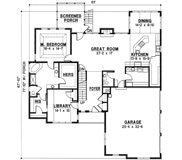 Traditional Floor Plan - Main Floor Plan #67-723