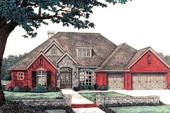 Exterior - Front Elevation for European House Plan #310-824 - 3 bed, 2.5 bath