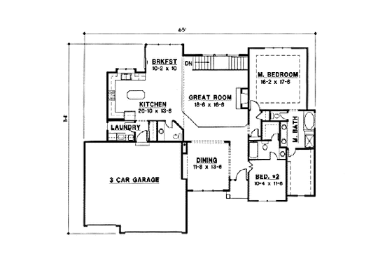Floor Plan - Main Floor for European House Plan #67-192 - 4 bed, 5 bath