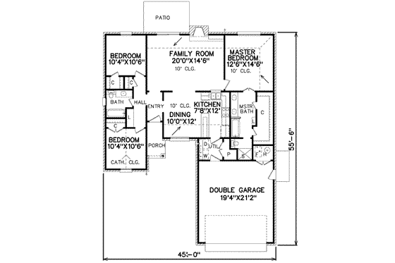 Floor Plan - Main Floor for Traditional House Plan #65-225 - 3 bed, 2 bath