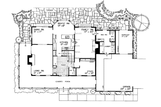 Floor Plan - Main Floor for Colonial House Plan #72-168 - 4 bed, 2.5 bath