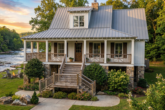 Exterior - Front Elevation for Country House Plan #17-2310 - 3 bed, 2 bath
