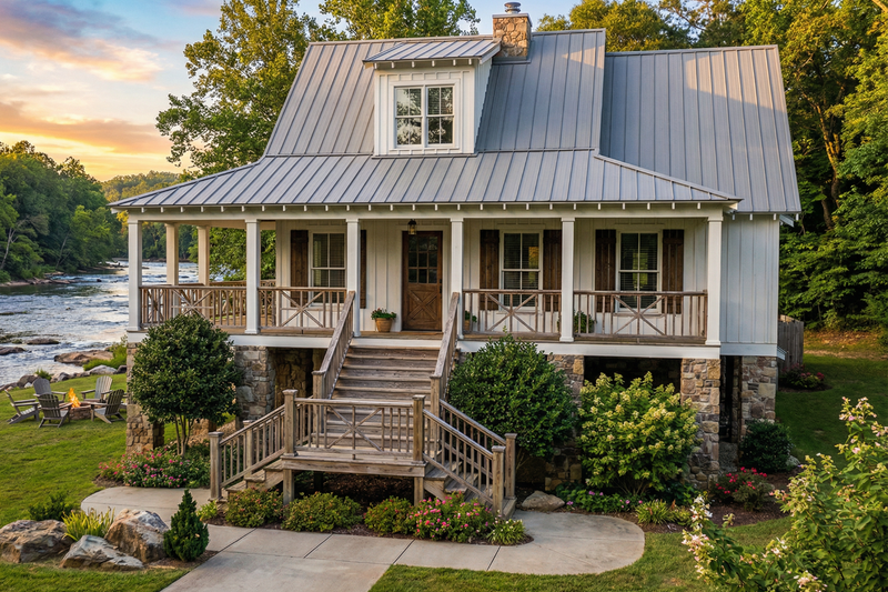 Country Style House Plan - 3 Beds 2 Baths 1397 Sq/Ft Plan #17-2310 Exterior