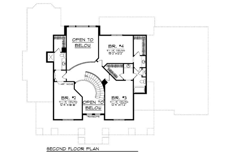 House Plan Design - Floor Plan - Upper Floor for Bungalow House Plan #70-955 - 4 bed, 3.5 bath