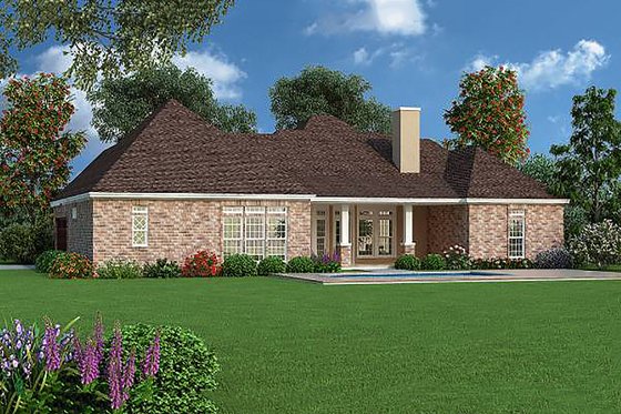 Exterior - Rear Elevation for Tudor House Plan #45-373 - 4 bed, 3.5 bath