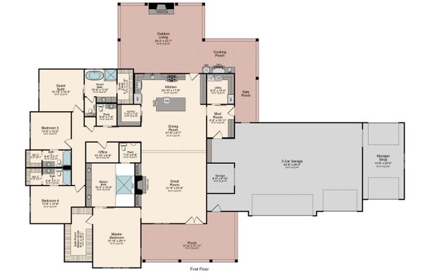 Dream House Plan - Farmhouse Floor Plan - Main Floor Plan #1081-12