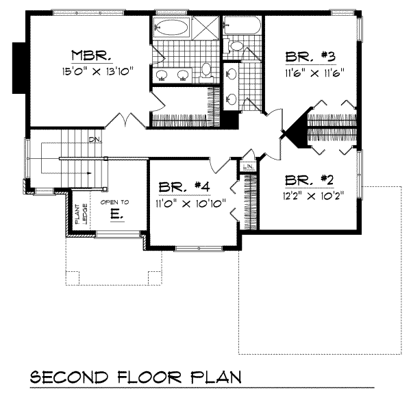 Traditional Floor Plan - Upper Floor Plan #70-289
