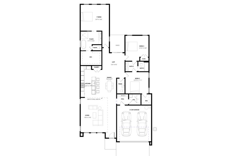 Home Plan - Floor Plan - Main Floor for Modern House Plan #1129-31 - 3 bed, 2.5 bath