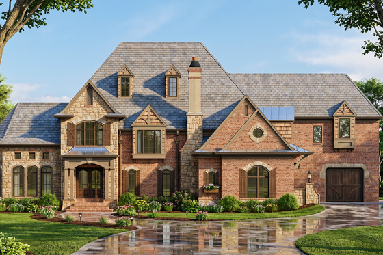 Exterior - Front Elevation 3 for Classical House Plan #54-701 - 5 bed, 4.5 bath