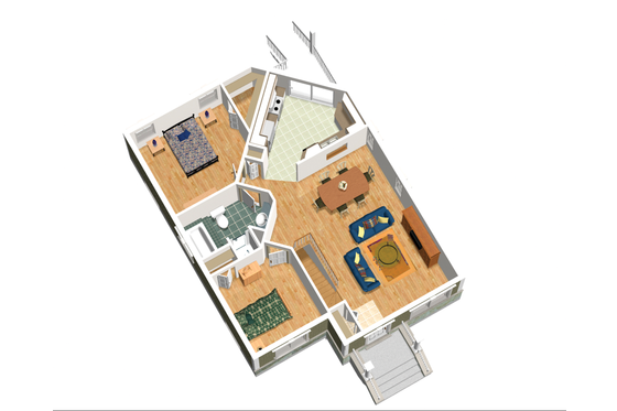 Floor Plan - Main Floor 1 for Cottage House Plan #25-4447 - 2 bed, 1 bath