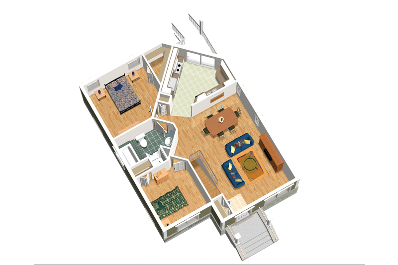 Home Plan - Floor Plan - Main Floor 1 for Cottage House Plan #25-4447 - 2 bed, 1 bath