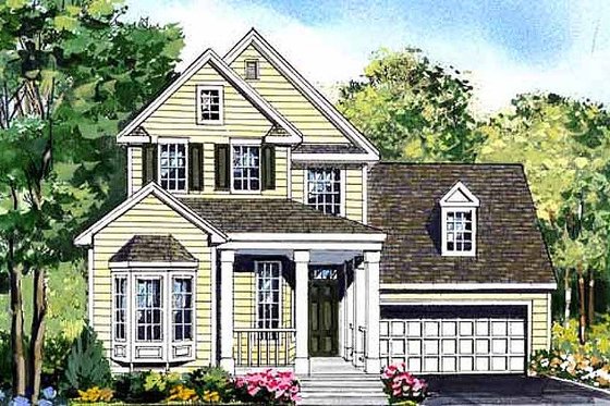 Exterior - Front Elevation for Country House Plan #456-32 - 3 bed, 2.5 bath