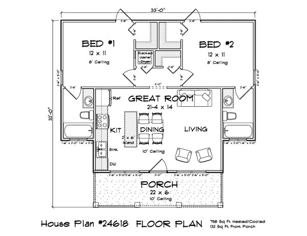 House Blueprint - Cottage Floor Plan - Main Floor Plan #513-2411