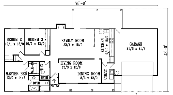 Adobe / Southwestern Floor Plan - Main Floor Plan #1-1322