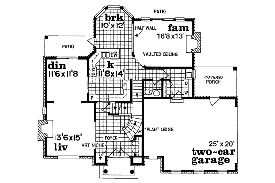 Floor Plan - Main Floor for Colonial House Plan #47-281 - 3 bed, 2.5 bath