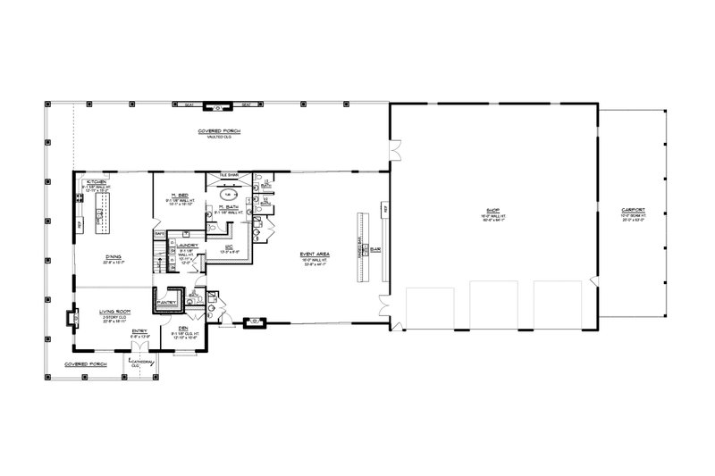 Dream House Plan - Floor Plan - Main Floor for Barndominium House Plan #1064-303 - 4 bed, 3.5 bath