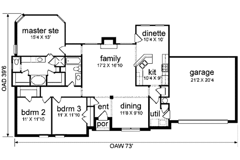 House Plan Design - Floor Plan - Main Floor for Traditional House Plan #84-119 - 3 bed, 2 bath