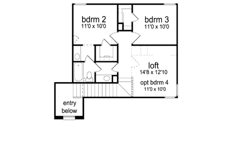 Home Plan - Floor Plan - Upper Floor for Traditional House Plan #84-458 - 3 bed, 2.5 bath