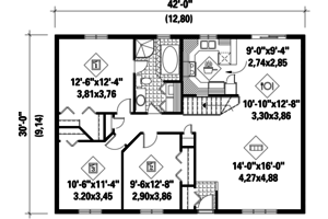 Floor Plan - Main Floor for Country House Plan #25-4807 - 3 bed, 1 bath