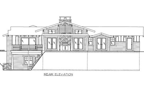Exterior - Rear Elevation for Craftsman House Plan #117-648 - 4 bed, 3 bath