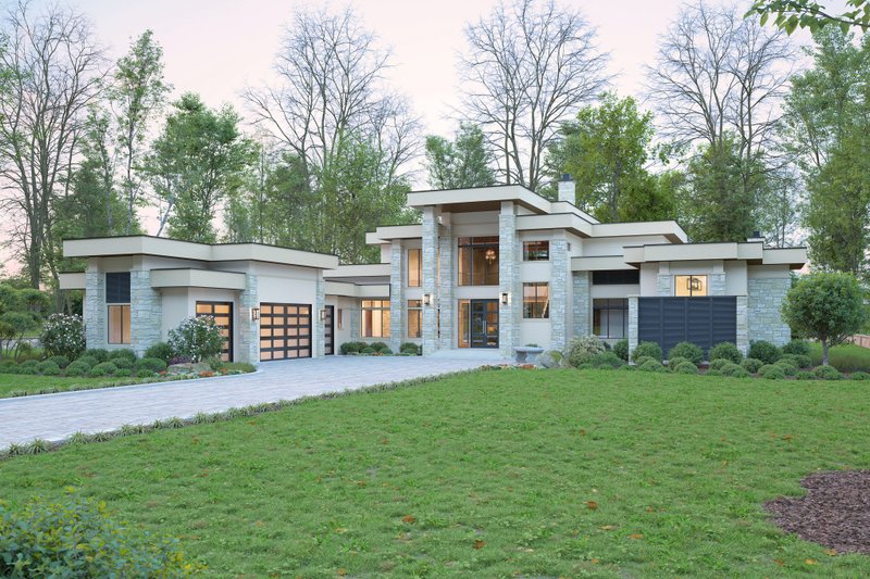 House Blueprint - Exterior - Front Elevation 3 for Contemporary House Plan #930-544 - 4 bed, 5 bath