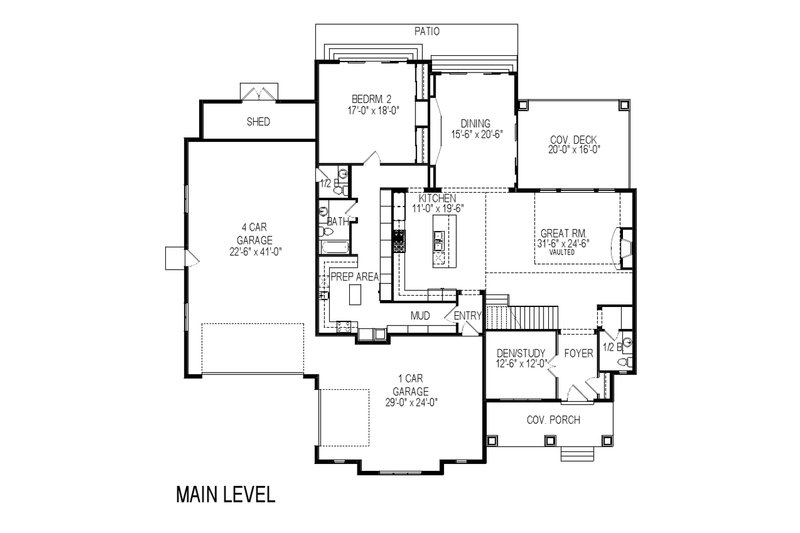 Architectural House Design - Floor Plan - Main Floor for Country House Plan #920-14 - 7 bed, 5.5 bath