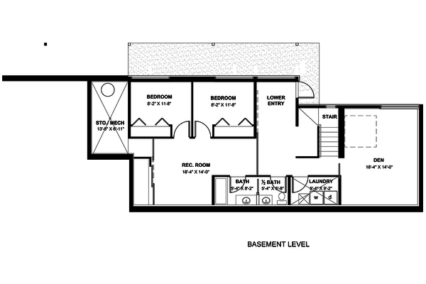 Modern Floor Plan - Lower Floor Plan #498-1