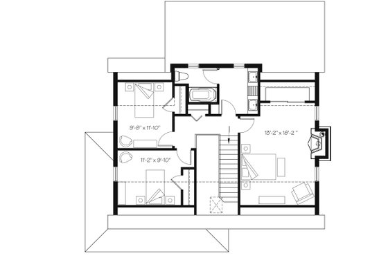 Floor Plan - Upper Floor for Country House Plan #23-2669 - 3 bed, 1.5 bath