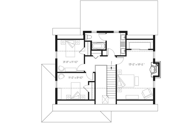 Home Plan - Floor Plan - Upper Floor for Country House Plan #23-2669 - 3 bed, 1.5 bath