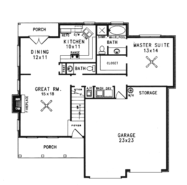 Architectural House Design - Traditional Floor Plan - Main Floor Plan #14-216