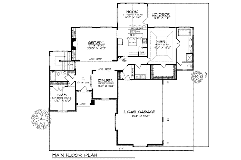 Home Plan - Floor Plan - Main Floor for European House Plan #70-777 - 4 bed, 3 bath