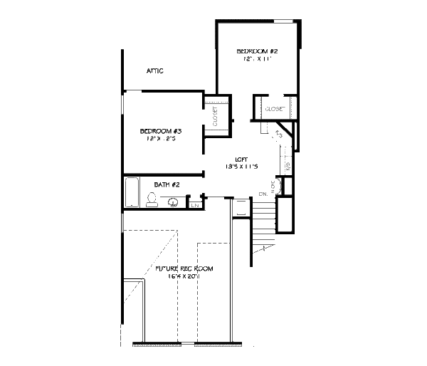 Traditional Floor Plan - Upper Floor Plan #424-111