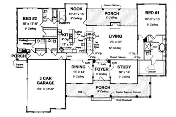 Floor Plan - Main Floor for Country House Plan #20-1685 - 4 bed, 5 bath