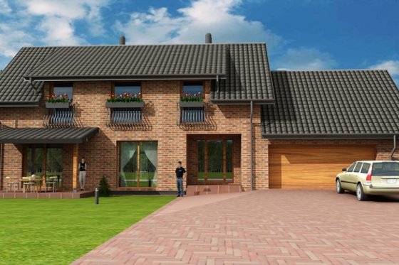 Exterior - Front Elevation for European House Plan #538-16 - 3 bed, 2 bath