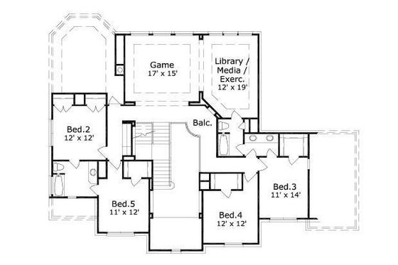 Floor Plan - Upper Floor for European House Plan #411-829 - 5 bed, 3.5 bath