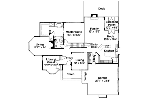 Floor Plan - Main Floor for European House Plan #124-175 - 4 bed, 3 bath