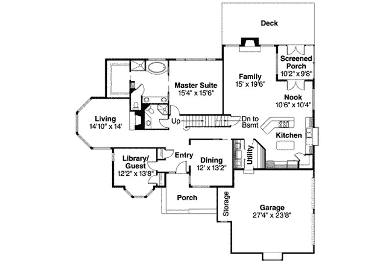 Home Plan - Floor Plan - Main Floor for European House Plan #124-175 - 4 bed, 3 bath