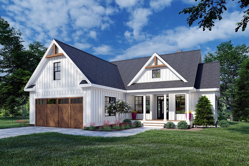 House Blueprint - Farmhouse Exterior - Front Elevation Plan #929-1107
