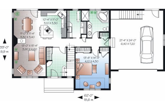 Floor Plan - Main Floor for Country House Plan #23-726 - 3 bed, 2 bath