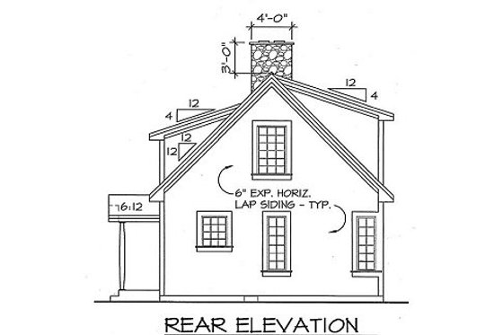 Exterior - Rear Elevation for Cottage House Plan #312-619 - 2 bed, 2 bath